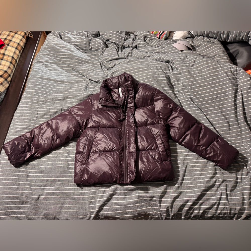 Fabletics Shiny Plum deep purple puffer Jacket